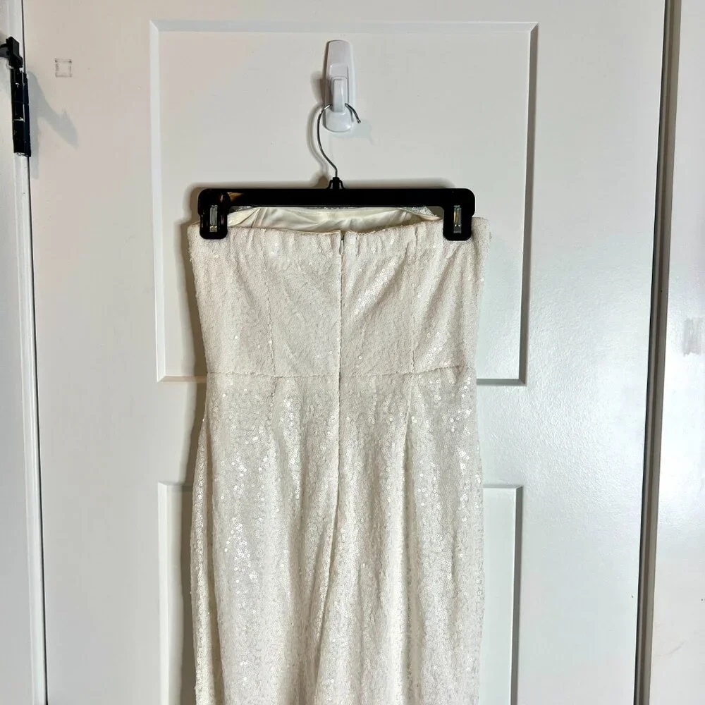 Lulus Like A Diamond White Sequin Strapless Jumpsuit Bridal Bride Bachelorette - Picture 7 of 10